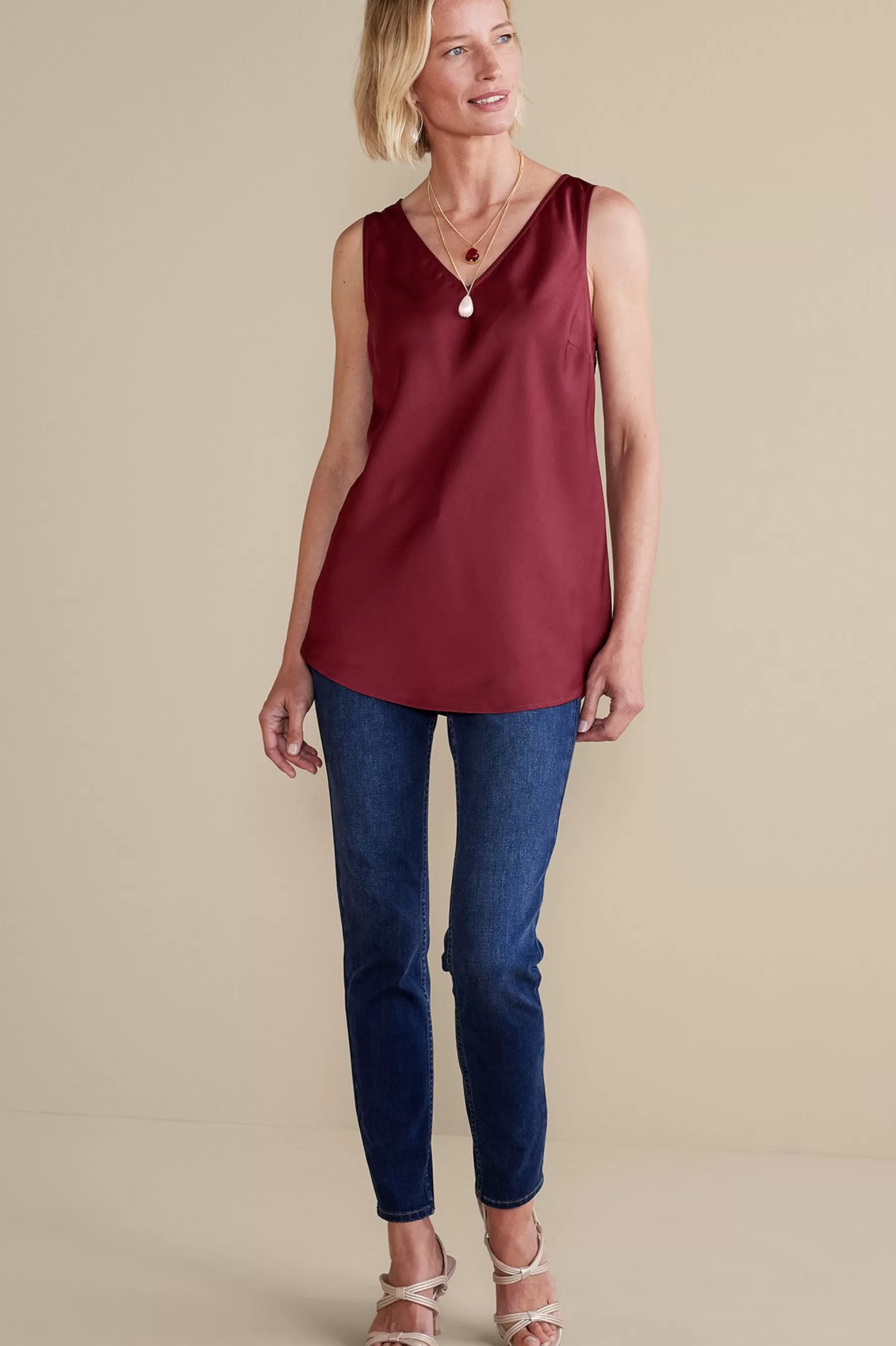 Everyday Styles | sleeveless-Soft Surroundings Selena Tank Cabernet