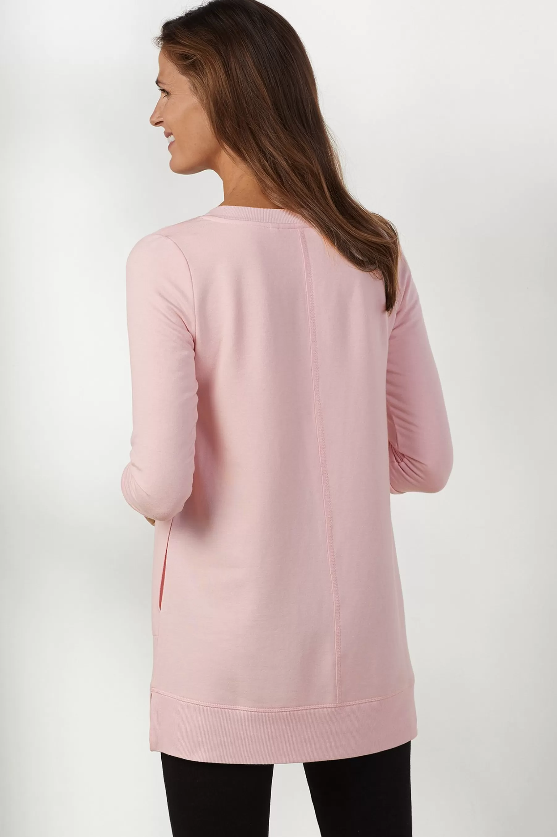 Wear Now Styles | long sleeve-Soft Surroundings Siesta Soft Tunic Porcelain Rose Heather