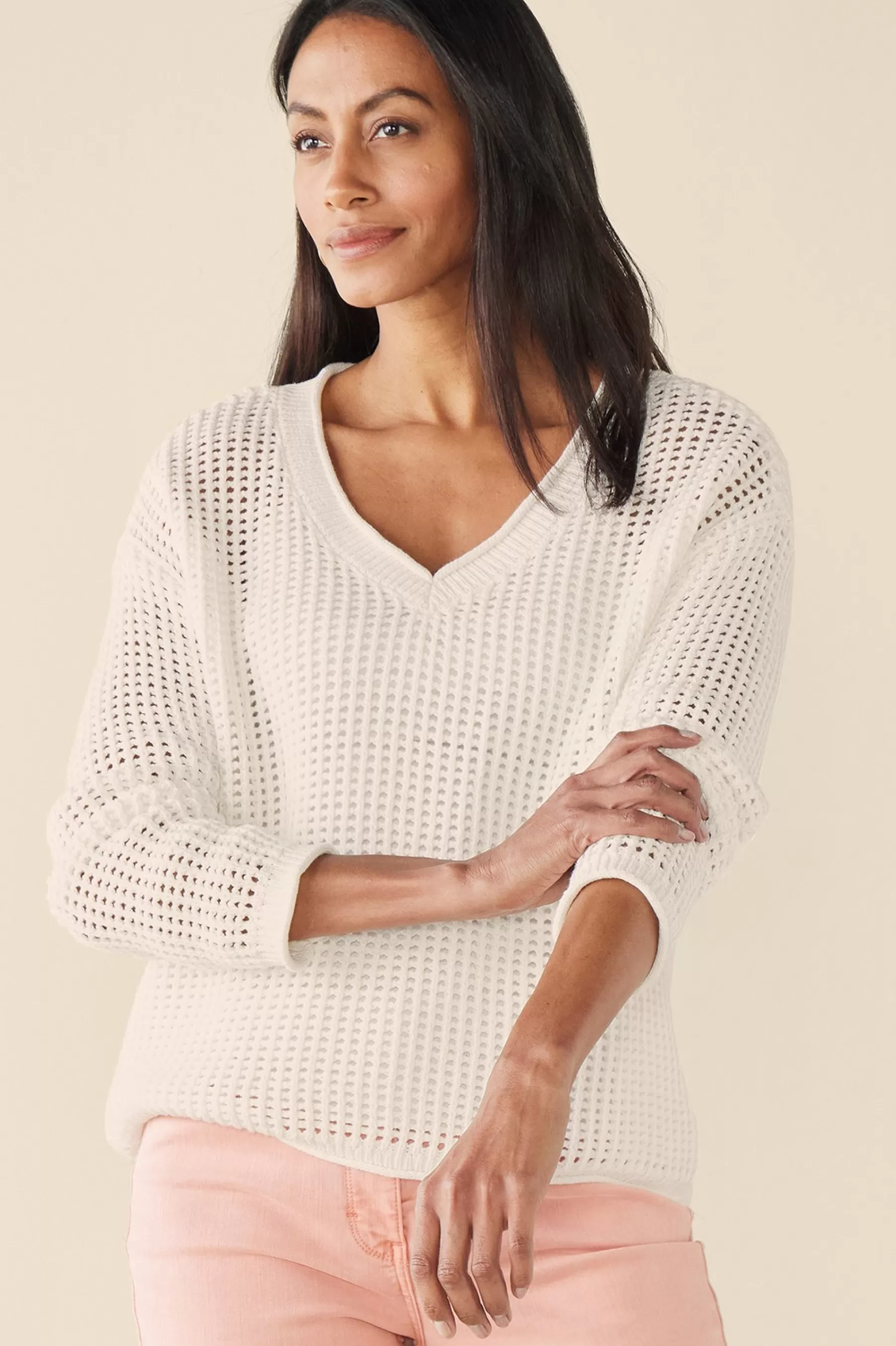 Feminine Flourish | Vacation Shop-Soft Surroundings Simone Crochet Sweater White