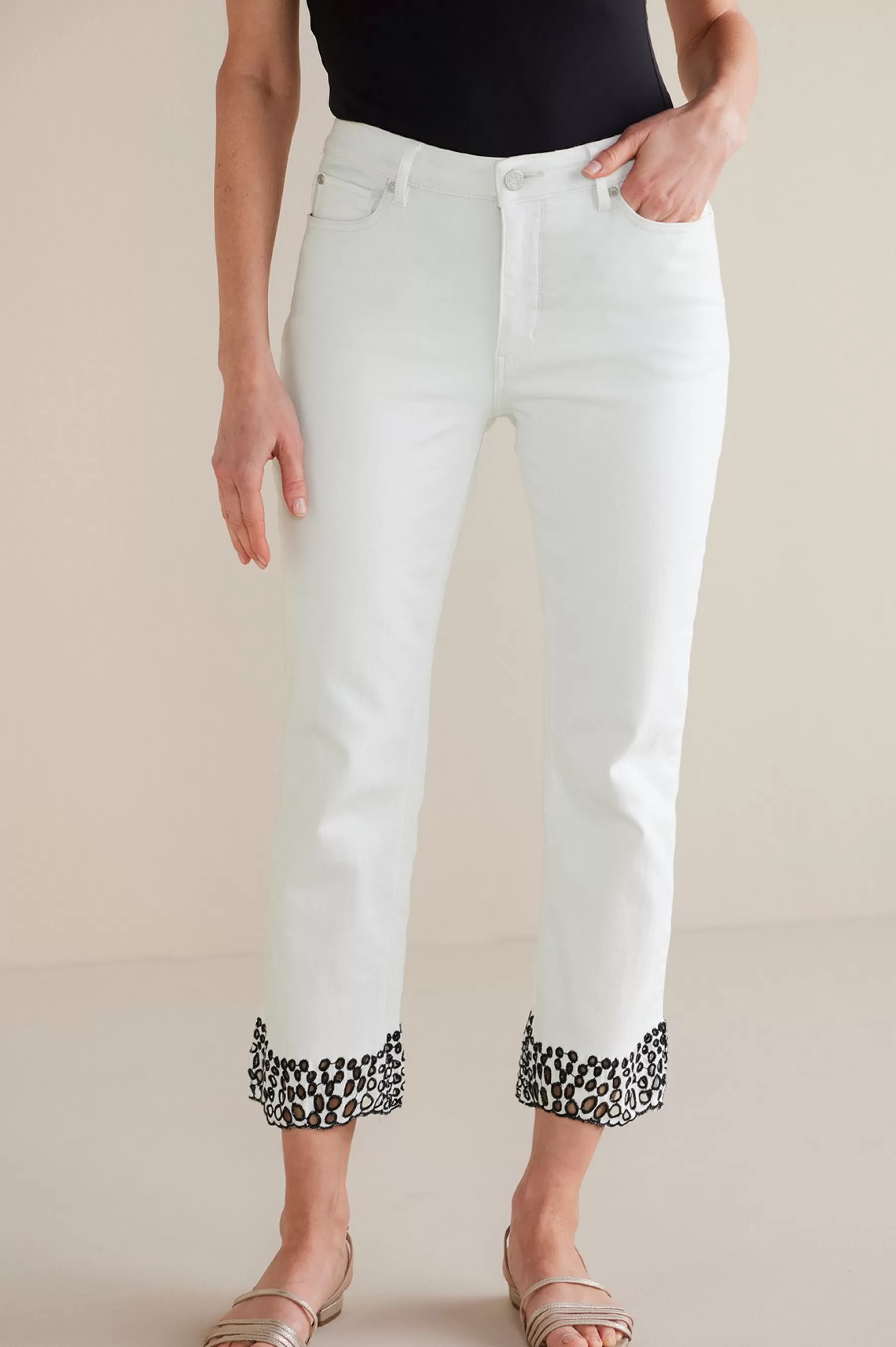 cropped | ankle-Soft Surroundings Solene Eyelet Denim Crop Jeans White