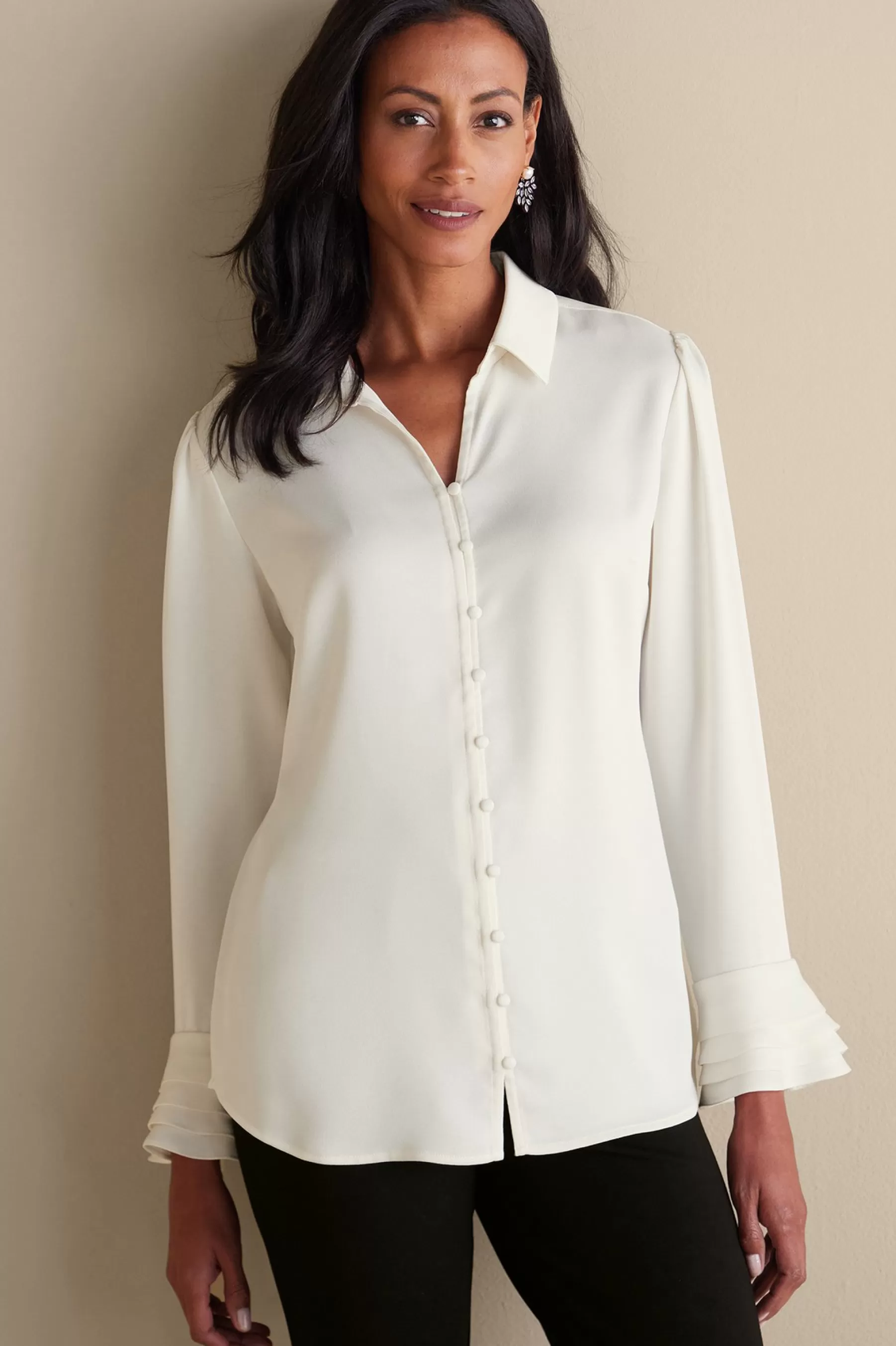 Everyday Styles | long sleeve-Soft Surroundings Sonnet Blouse Ecru