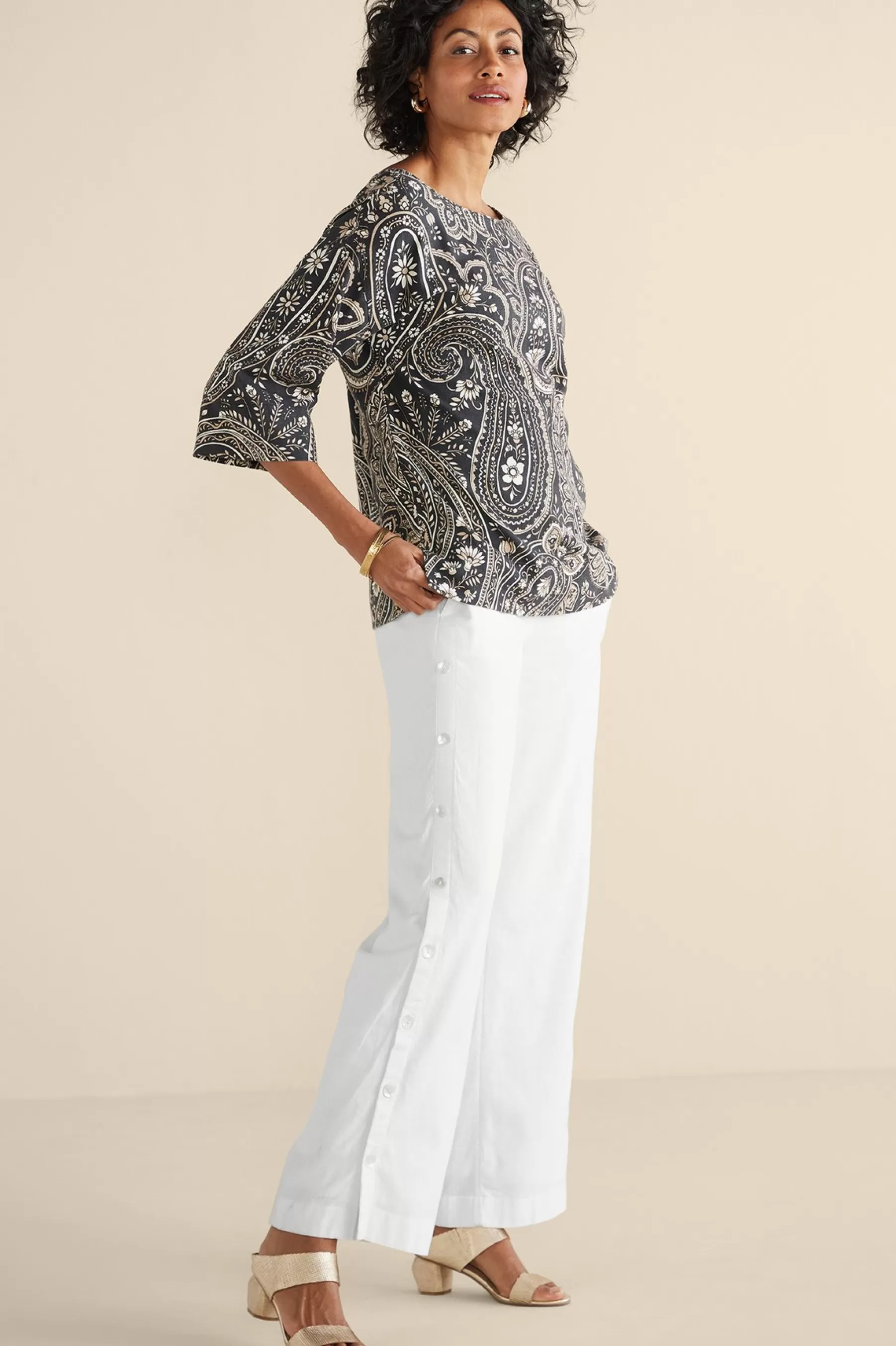 Vacation Shop | Linen Shop-Soft Surroundings Sonoma Linen Blend Wide Leg Pants Black