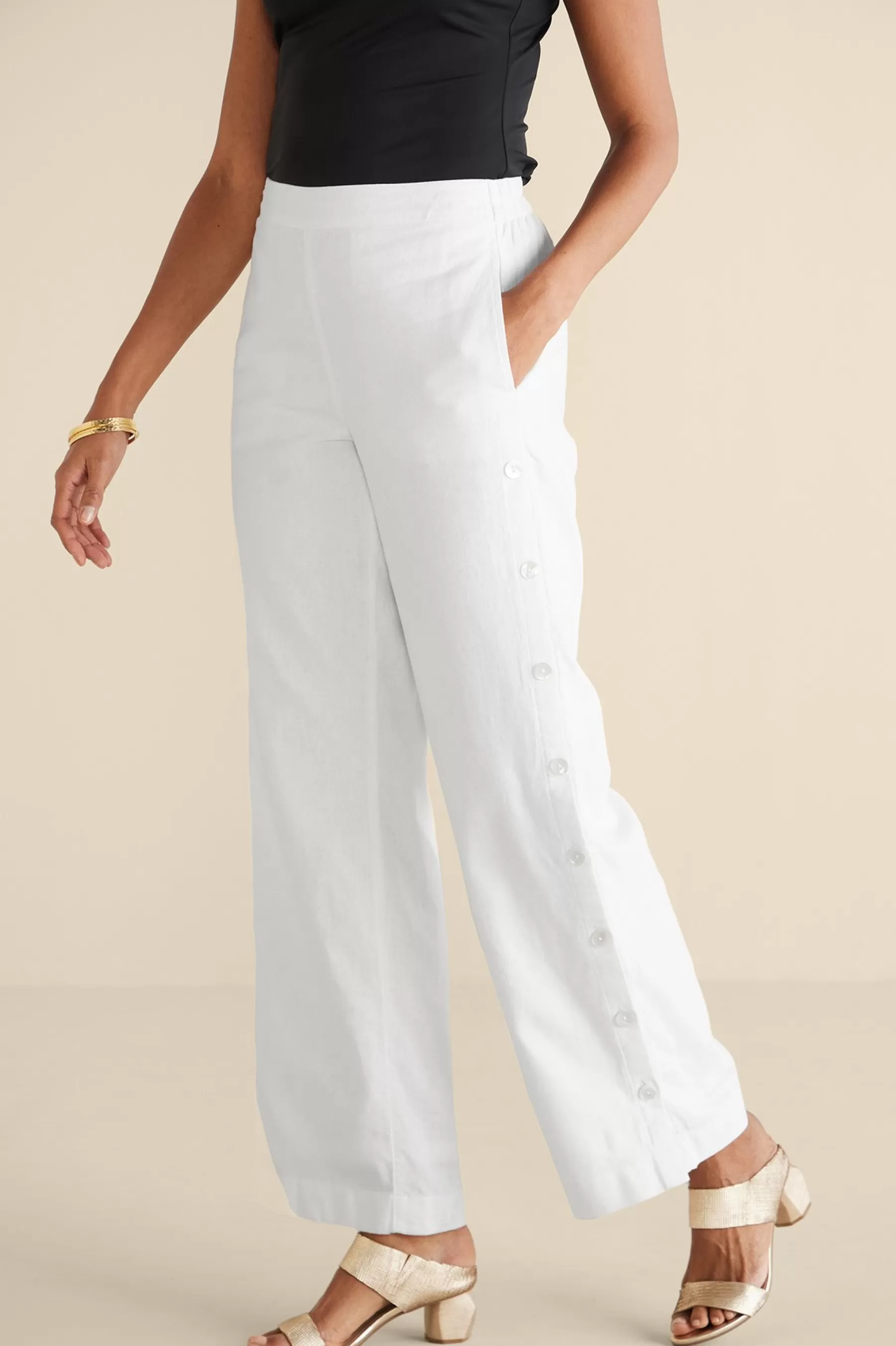 Vacation Shop | Linen Shop-Soft Surroundings Sonoma Linen Blend Wide Leg Pants Black