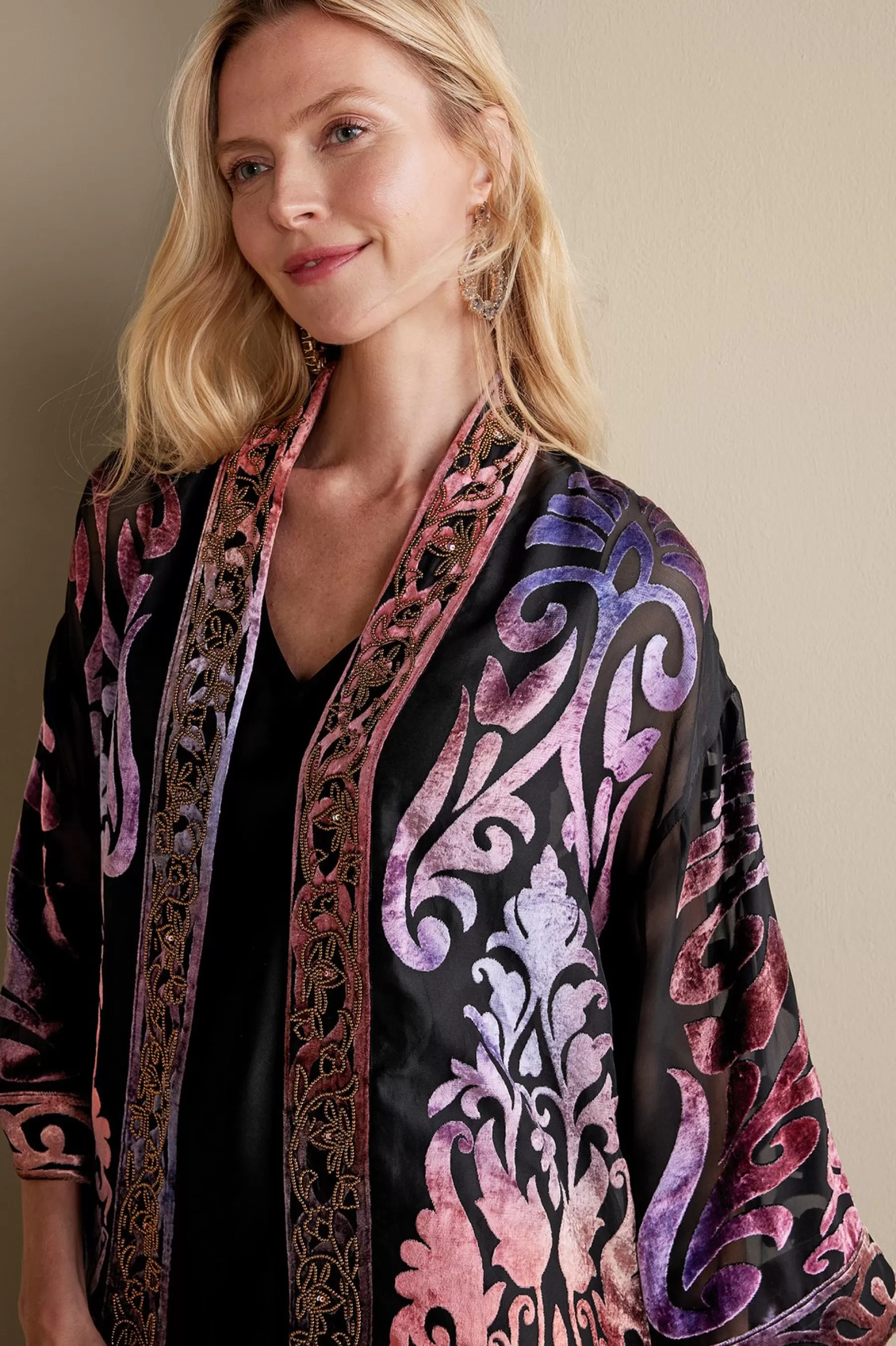 Feminine Flourish | EVelvet Styles-Soft Surroundings Sophia Topper Purple Gold Metallic