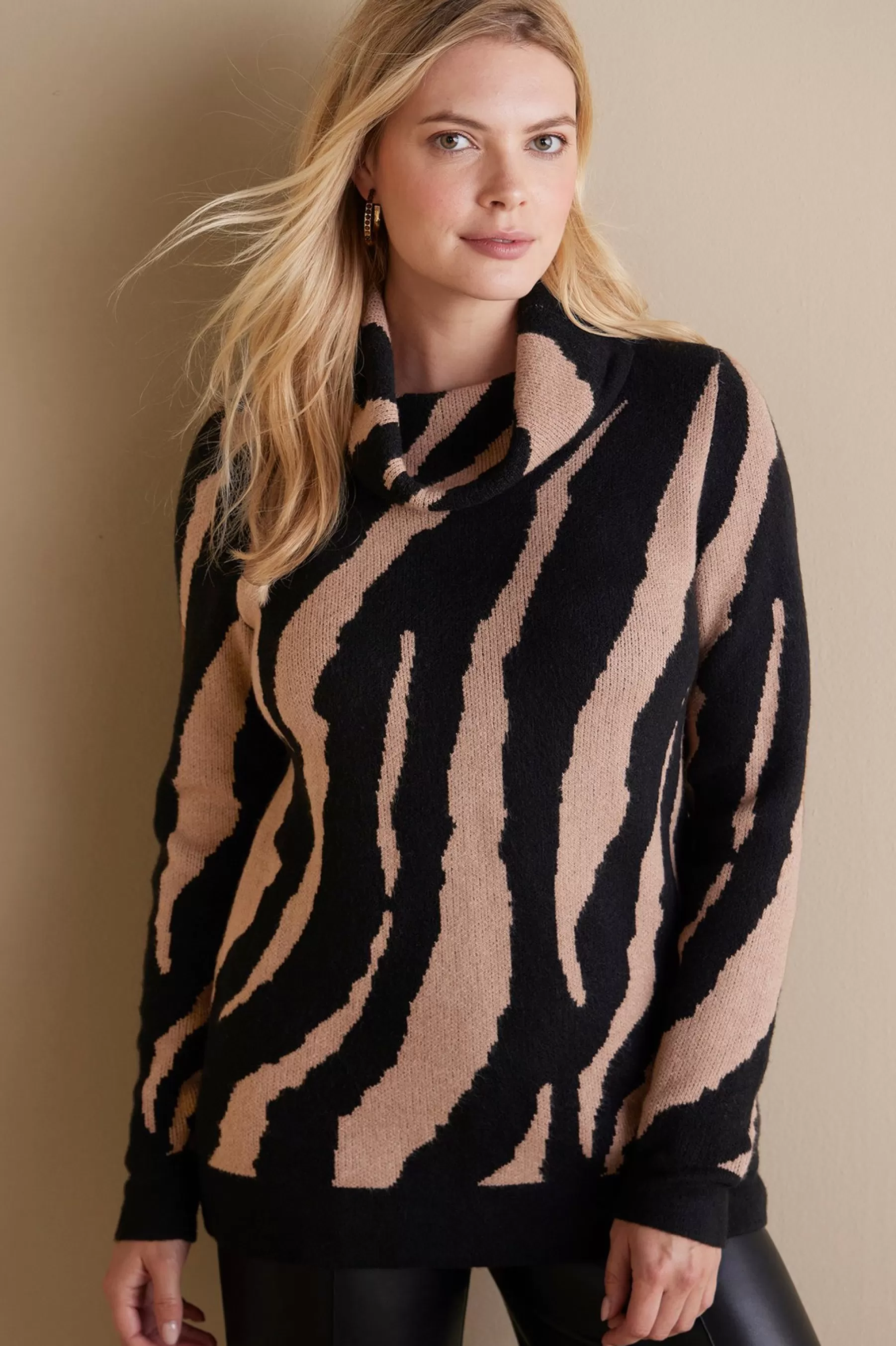 Sweaters & Cardigans | long sleeve-Soft Surroundings Teona Sweater Neutral Animal