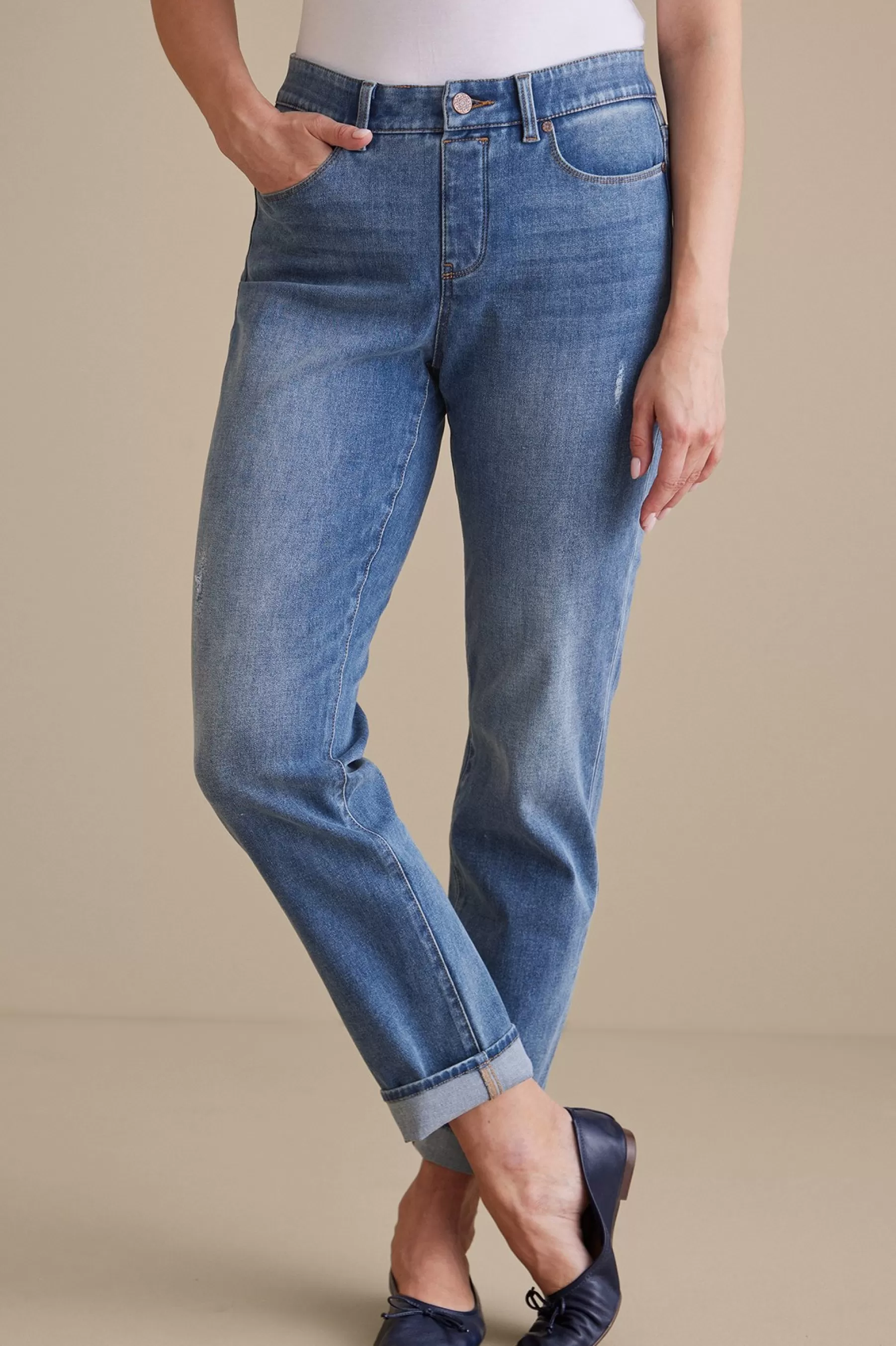 Everyday Styles-Soft Surroundings The Ultimate Denim Relaxed Straight Jeans Silver Lake Wash