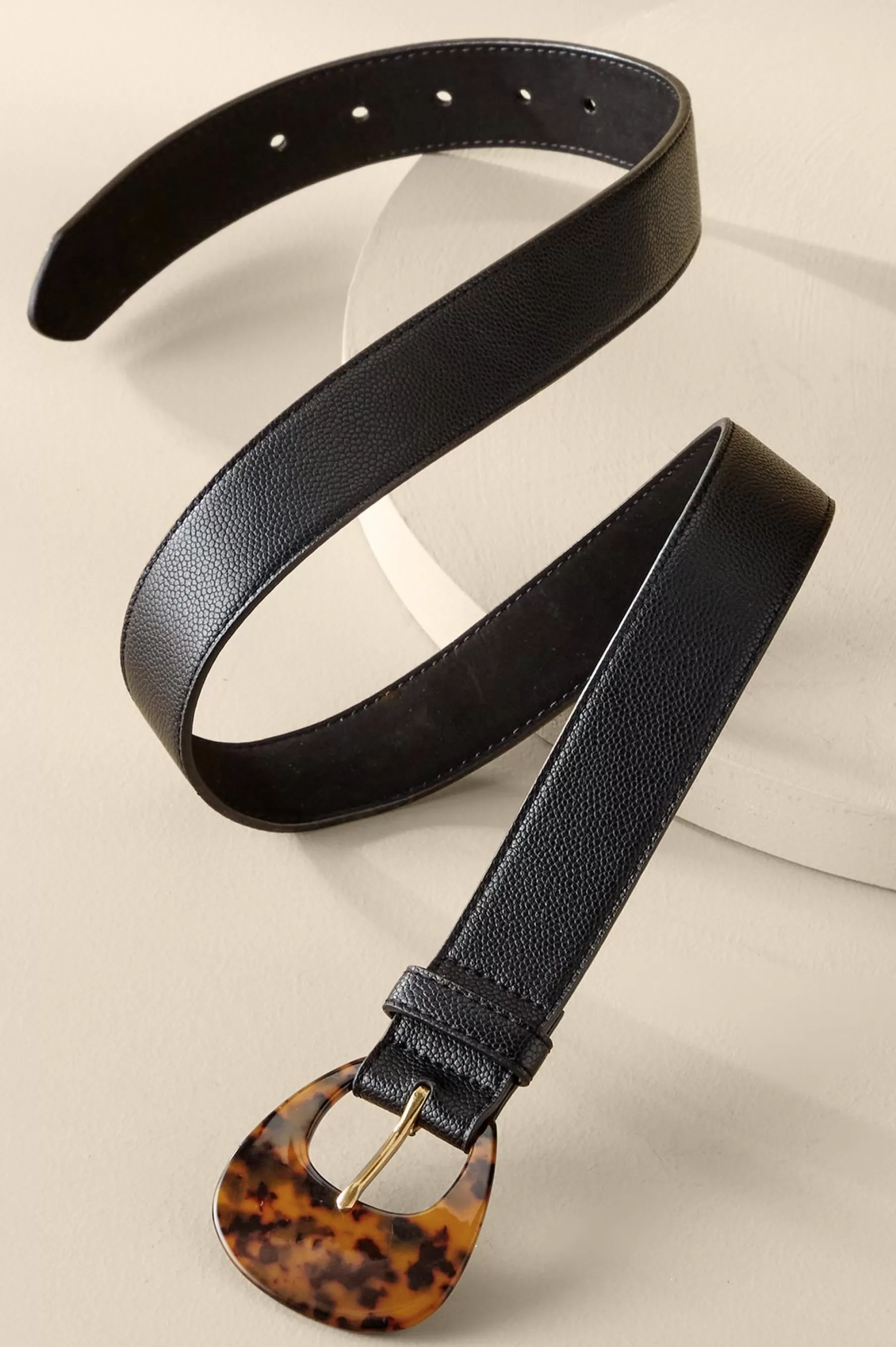 Belts-Soft Surroundings Thelma Tortoise Buckle Belt Black