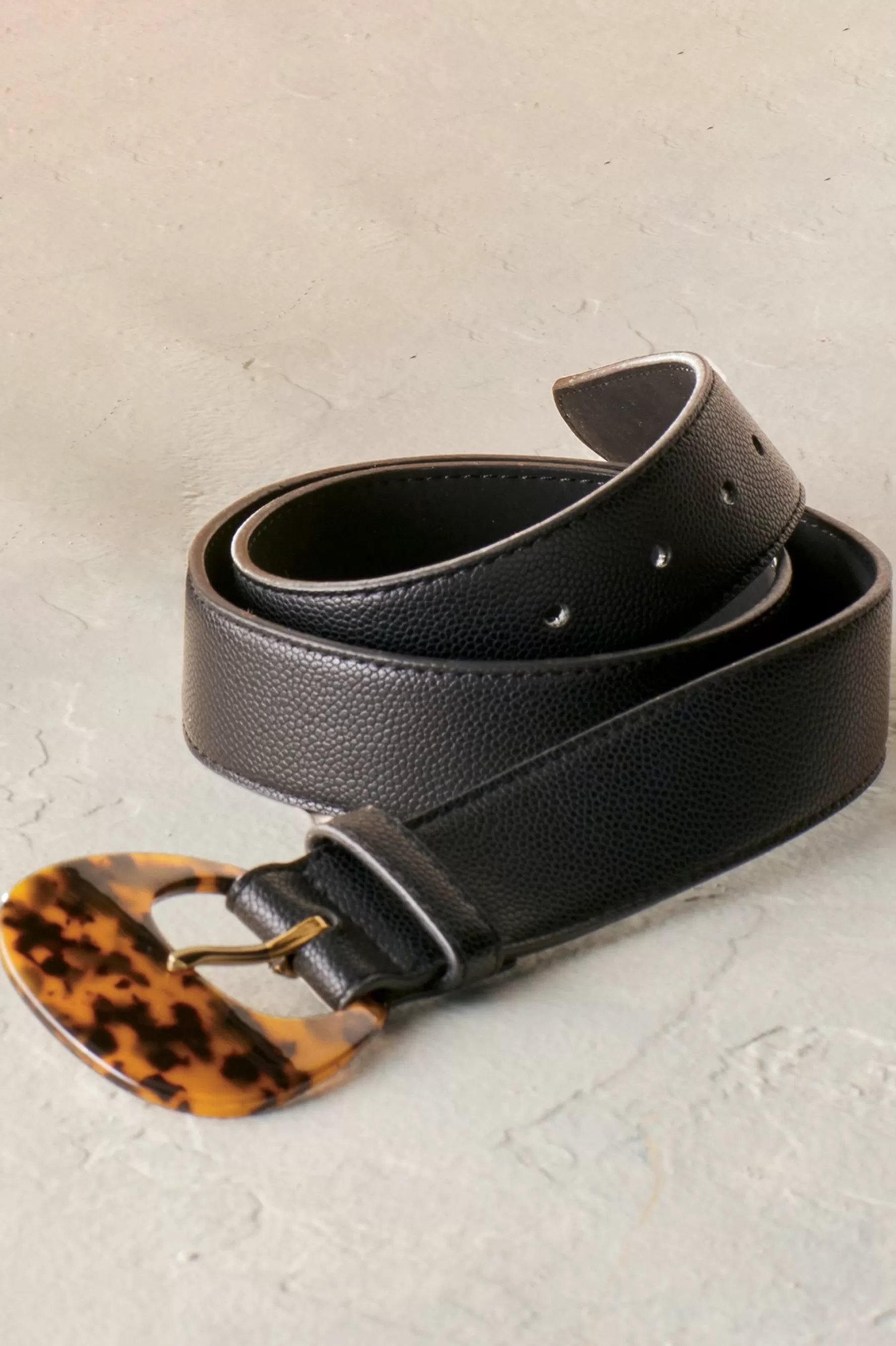 Belts-Soft Surroundings Thelma Tortoise Buckle Belt Black