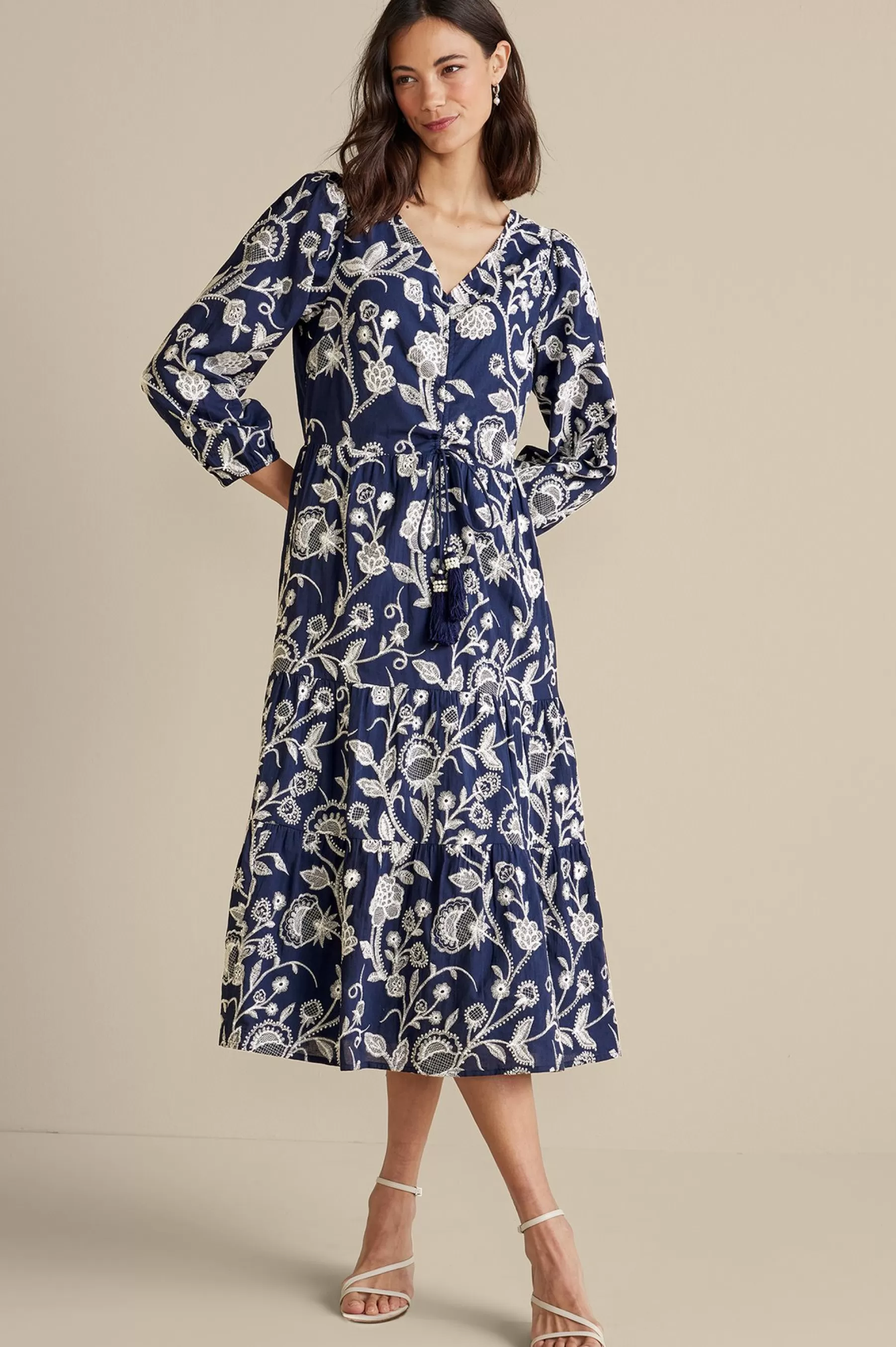 Into The Blues | Vacation Shop-Soft Surroundings Tilda Embroidered Midi Dress Navy