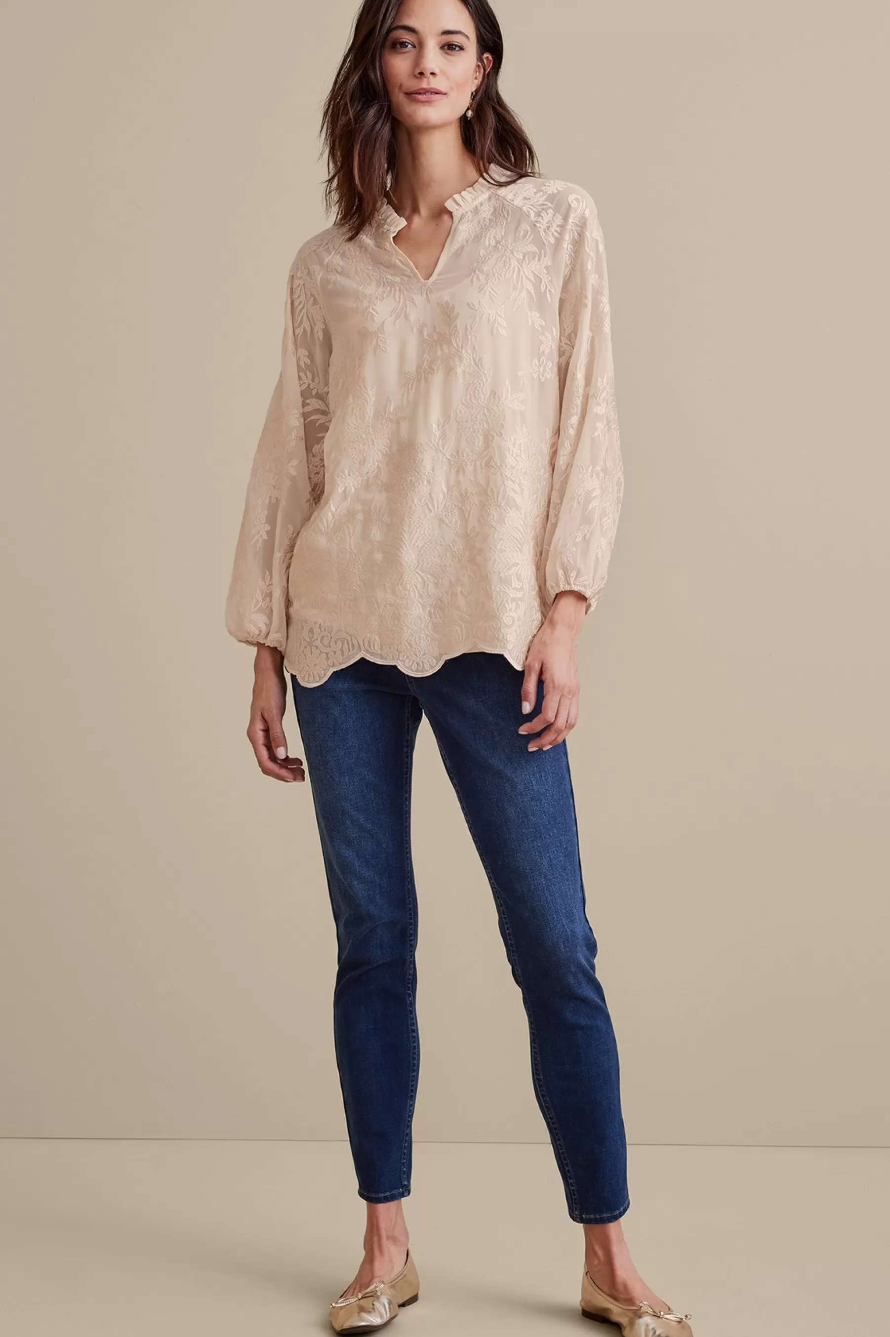 Feminine Flourish | Global Artistry-Soft Surroundings Tresa Lace Top Ivory