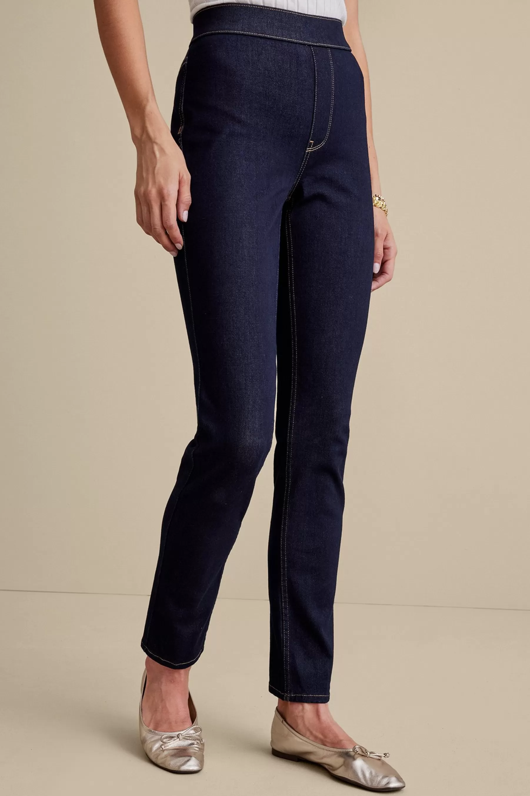 Everyday Styles | Wear Now Styles-Soft Surroundings Ultimate Denim Pull-On Slim Leg Jeans Black