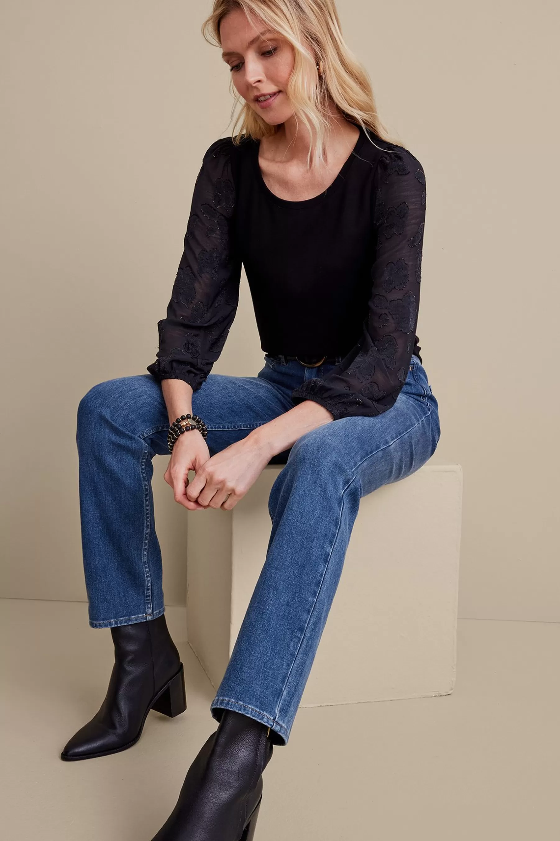 Into The Blues | Everyday Styles-Soft Surroundings Ultimate Denim Straight Leg Jeans Coral Almond