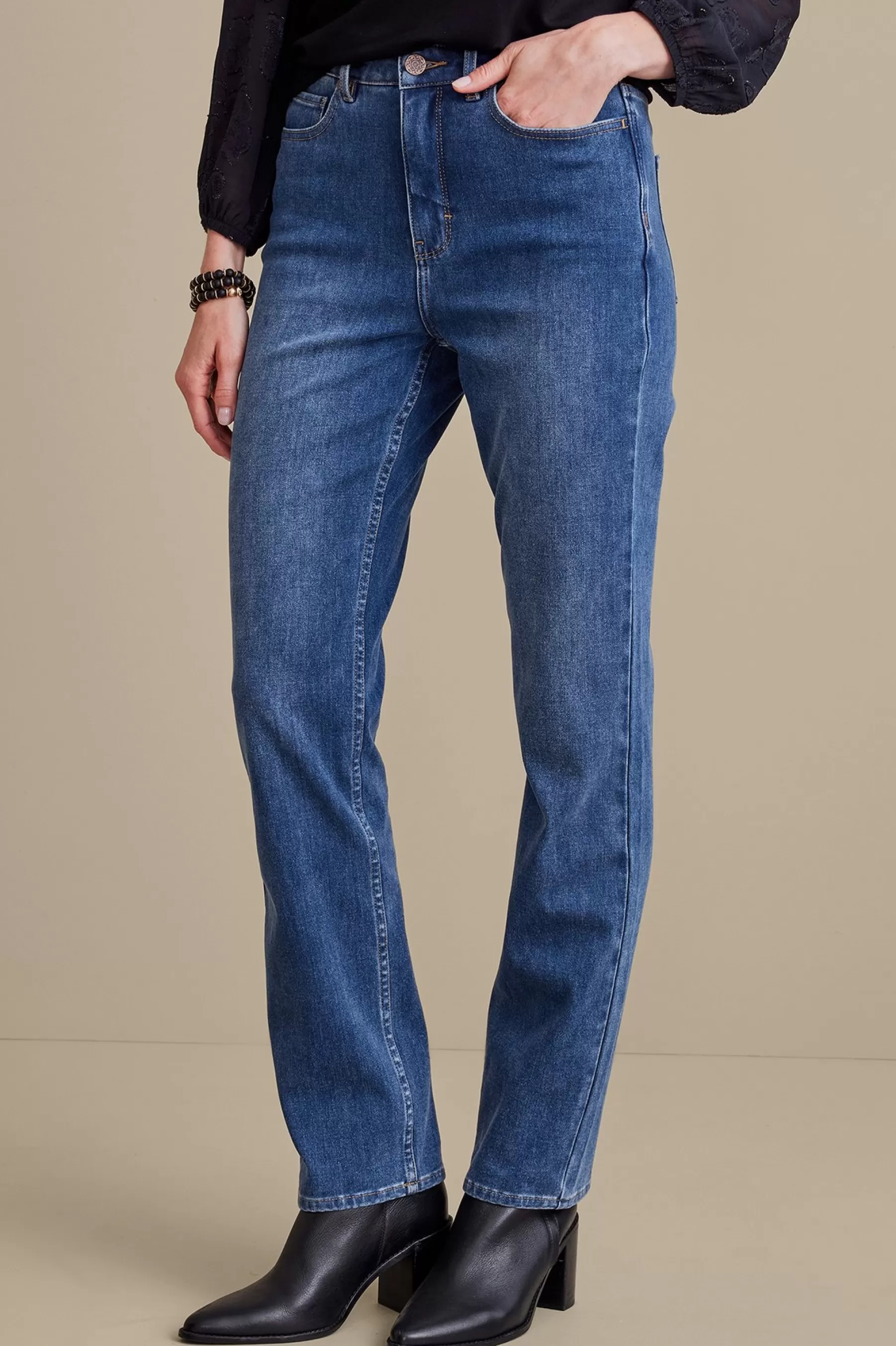 Into The Blues | Everyday Styles-Soft Surroundings Ultimate Denim Straight Leg Jeans Coral Almond