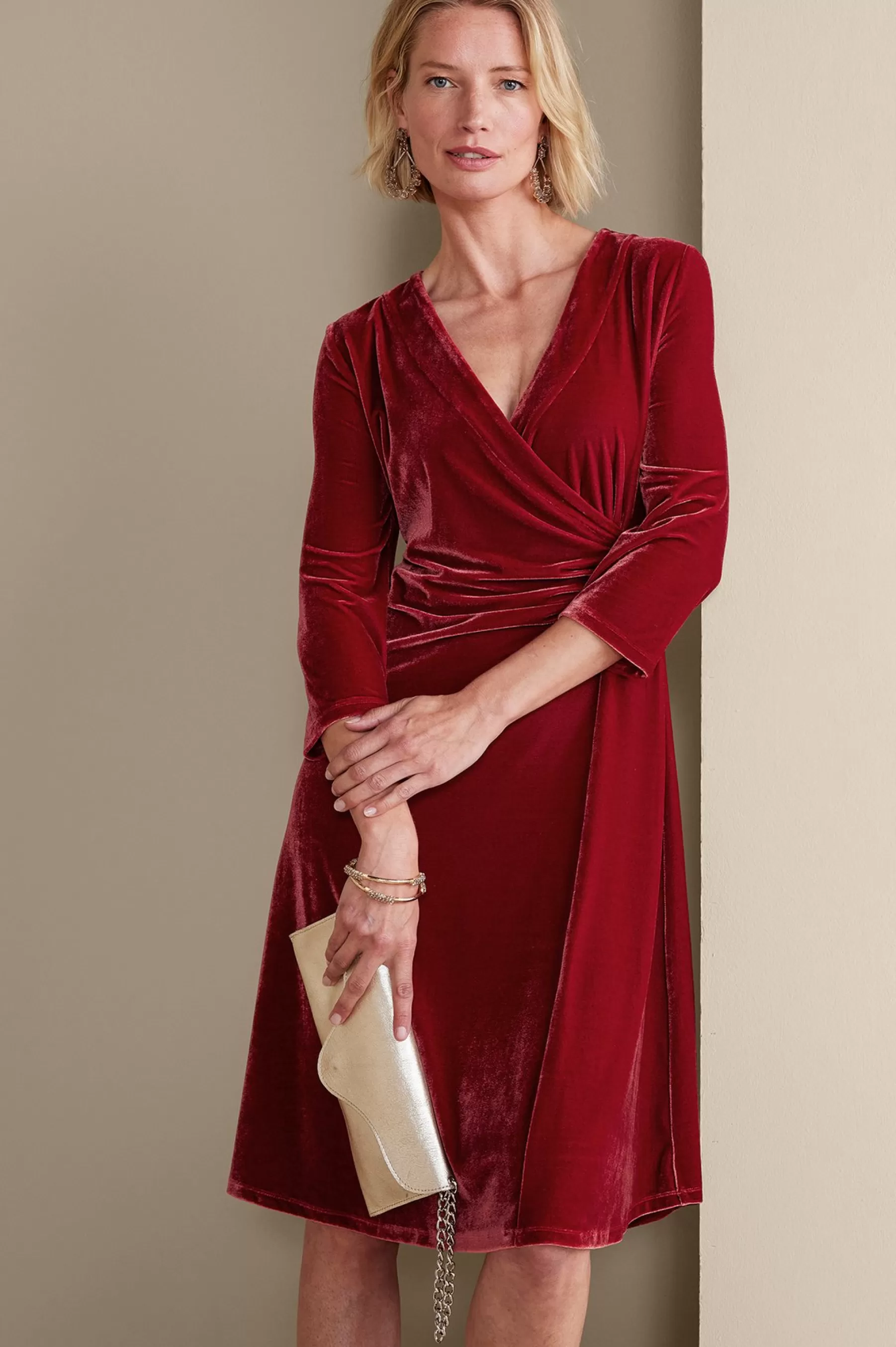 Feminine Flourish | EVelvet Styles-Soft Surroundings Velvet Hyannis Dress Red Dahlia