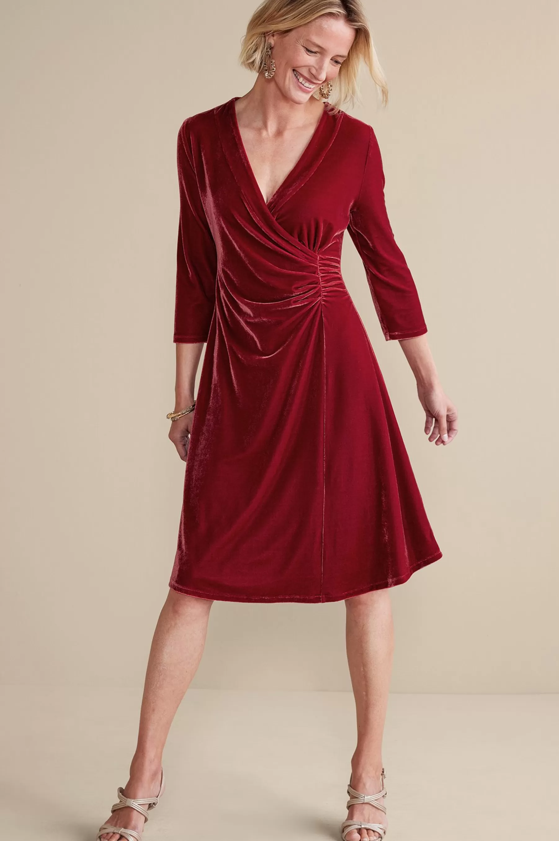 Feminine Flourish | EVelvet Styles-Soft Surroundings Velvet Hyannis Dress Red Dahlia