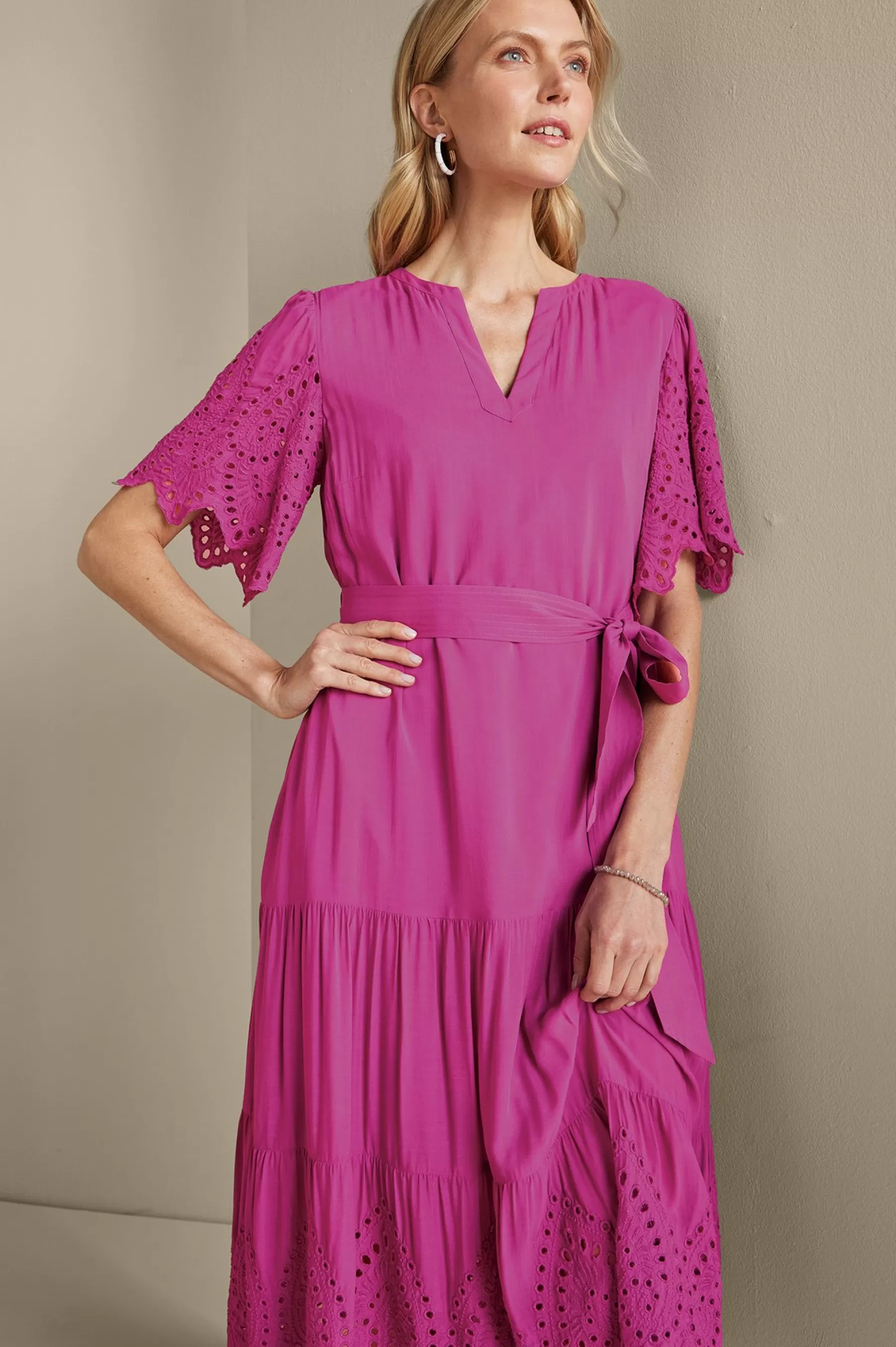 Feminine Flourish | Vacation Shop-Soft Surroundings Verena Eyelet Midi Dress Deep Orchid