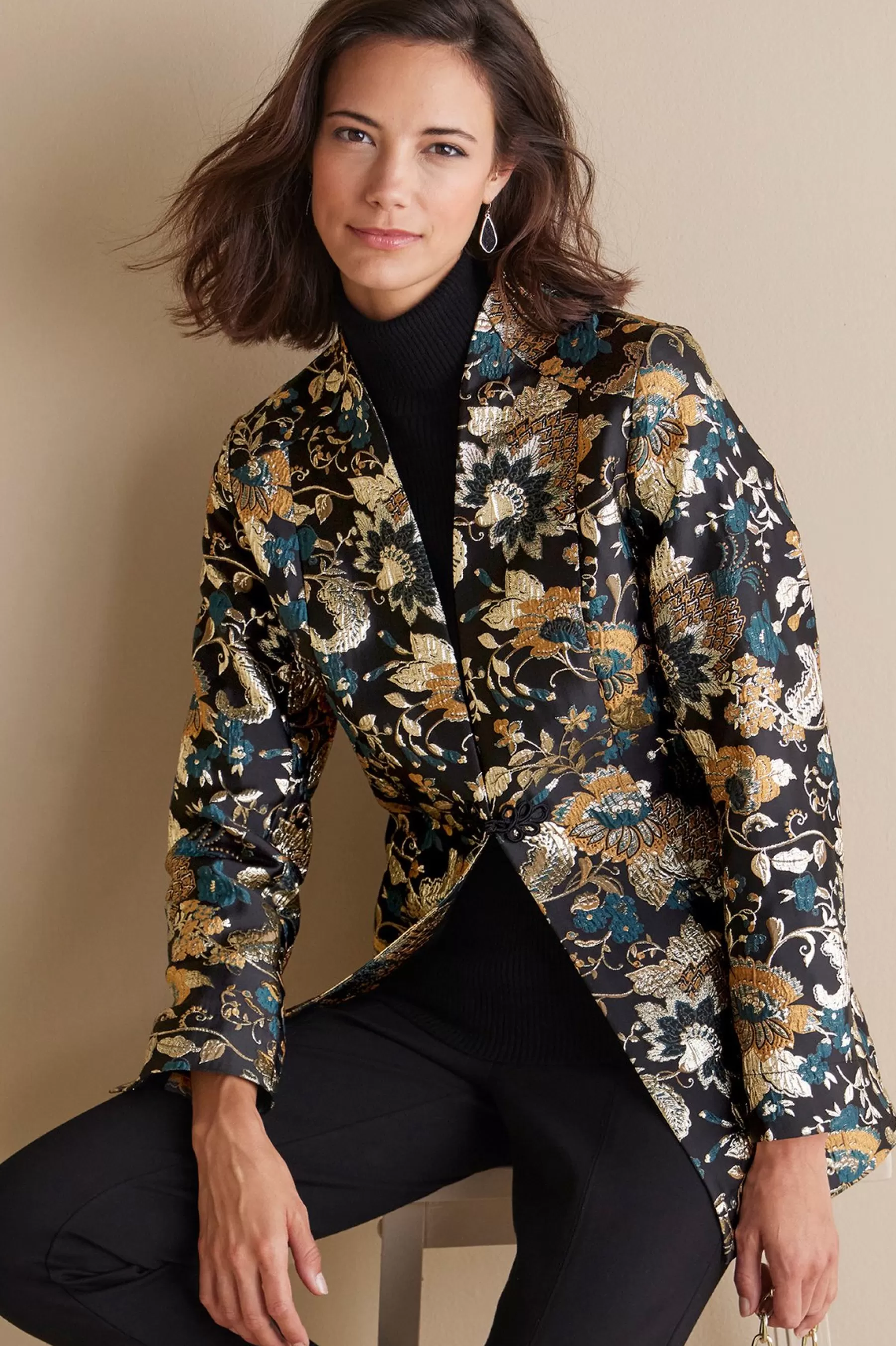 Feminine Flourish | Global Artistry-Soft Surroundings Viola Jacquard Jacket Multi Floral