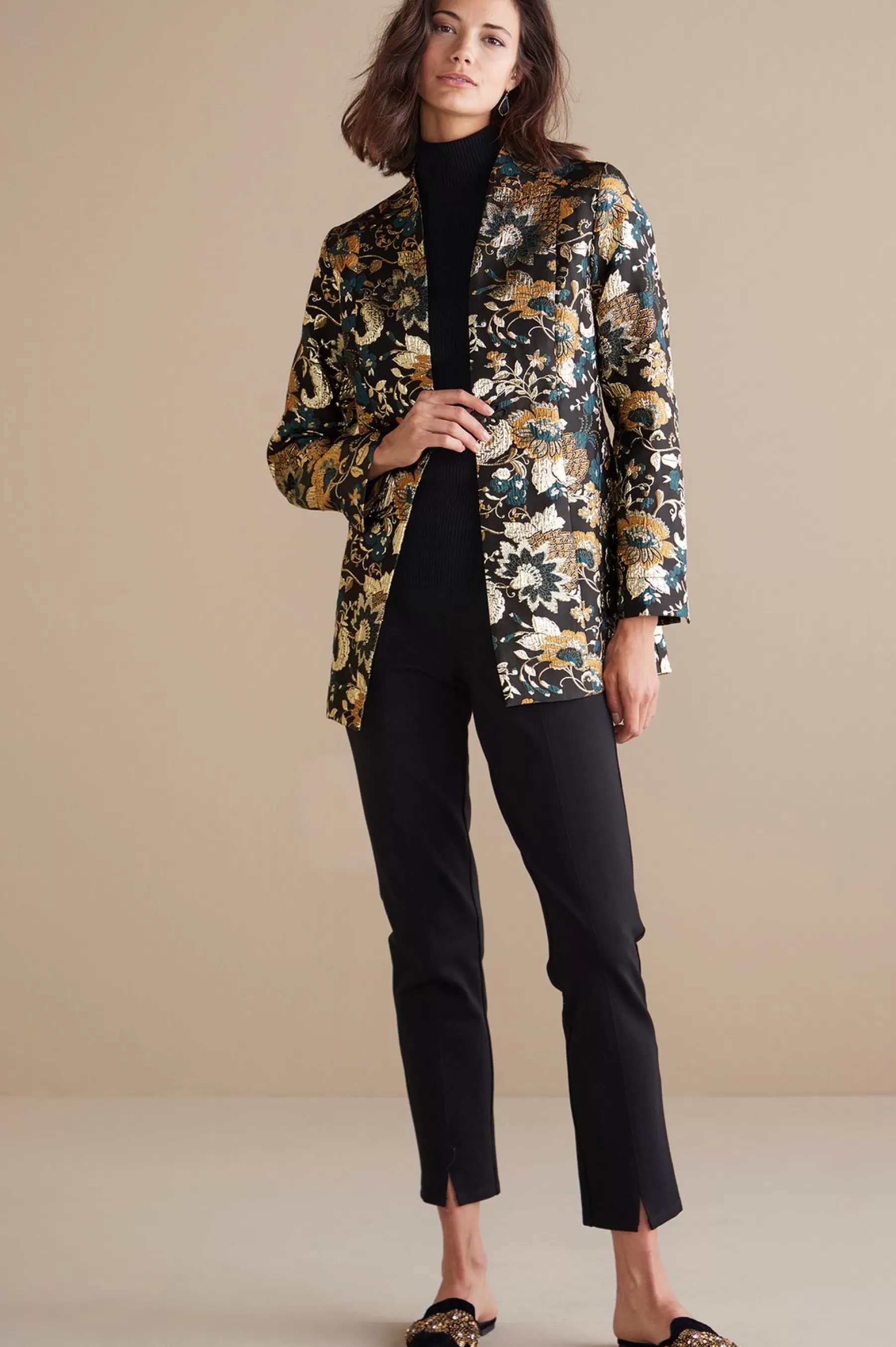 Feminine Flourish | Global Artistry-Soft Surroundings Viola Jacquard Jacket Multi Floral