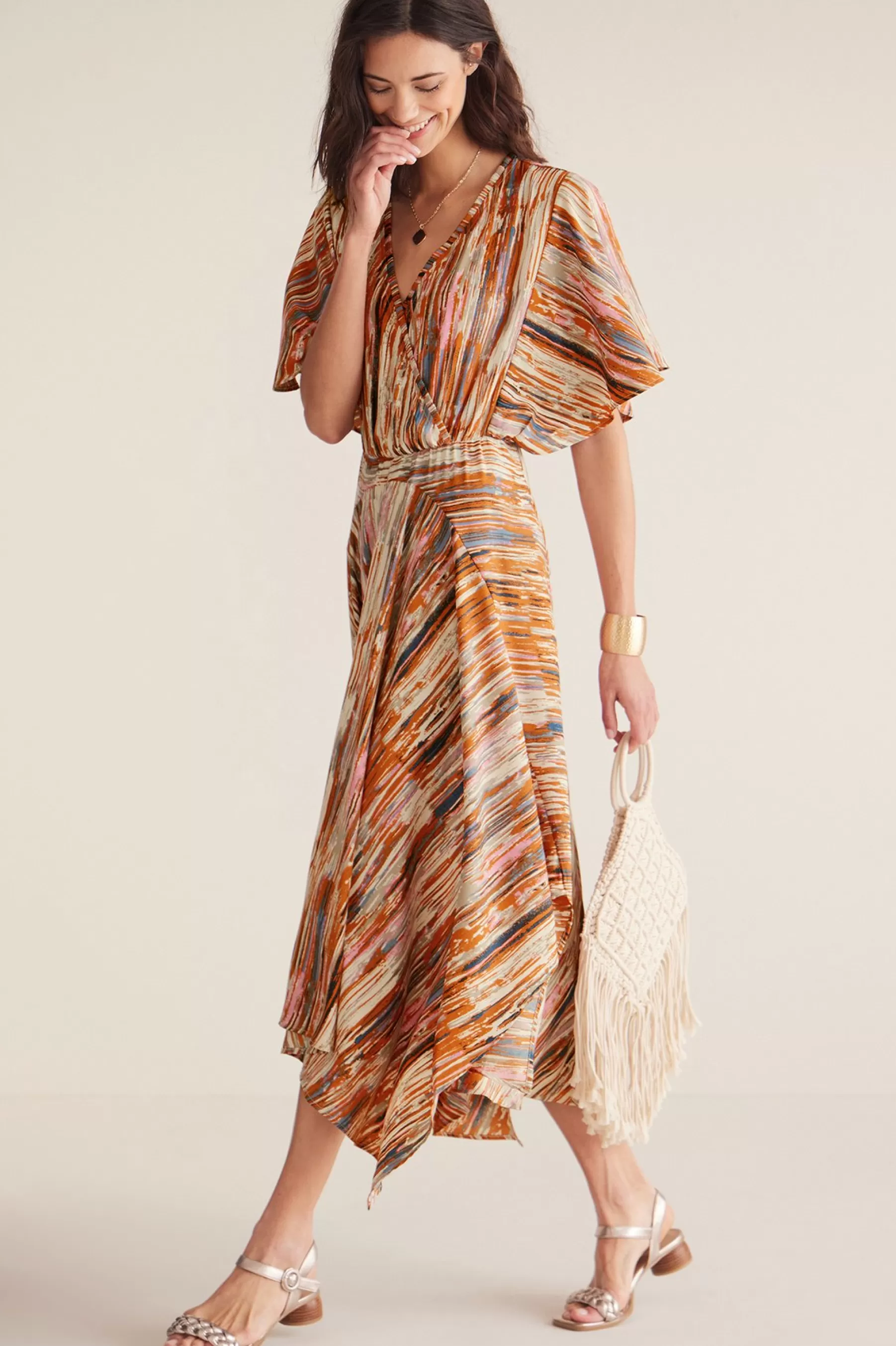 patterned | mid-length-Soft Surroundings Women Cyra Dress Painted Stripe