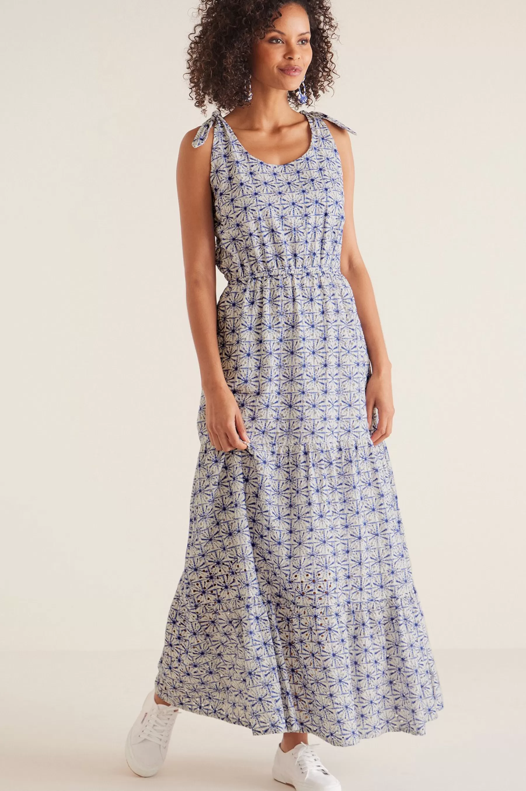 patterned | maxi-Soft Surroundings Women Kyoto Dress Blue/White