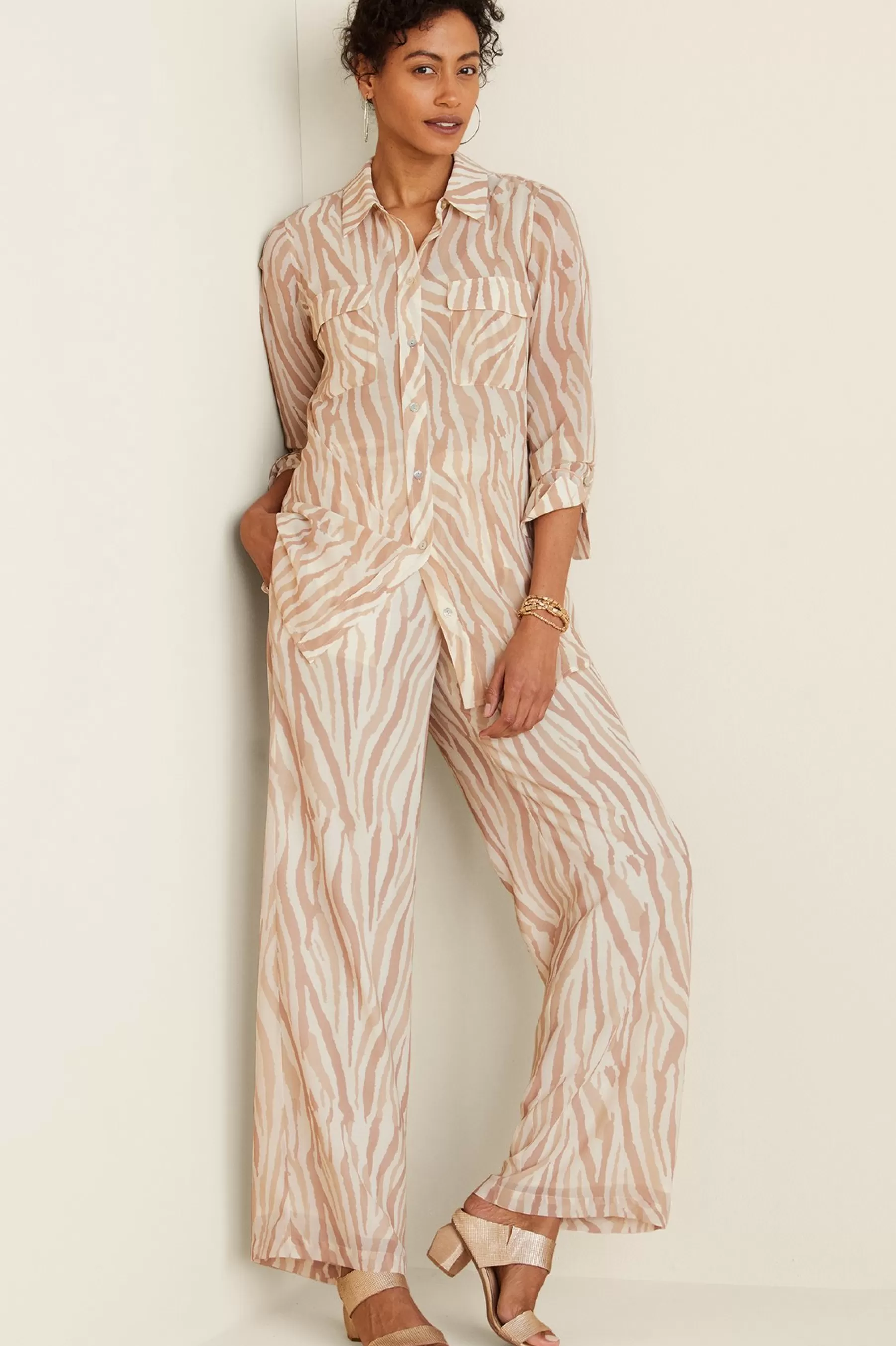 full length | wide leg-Soft Surroundings Women Safi Pants Neutral Zebra