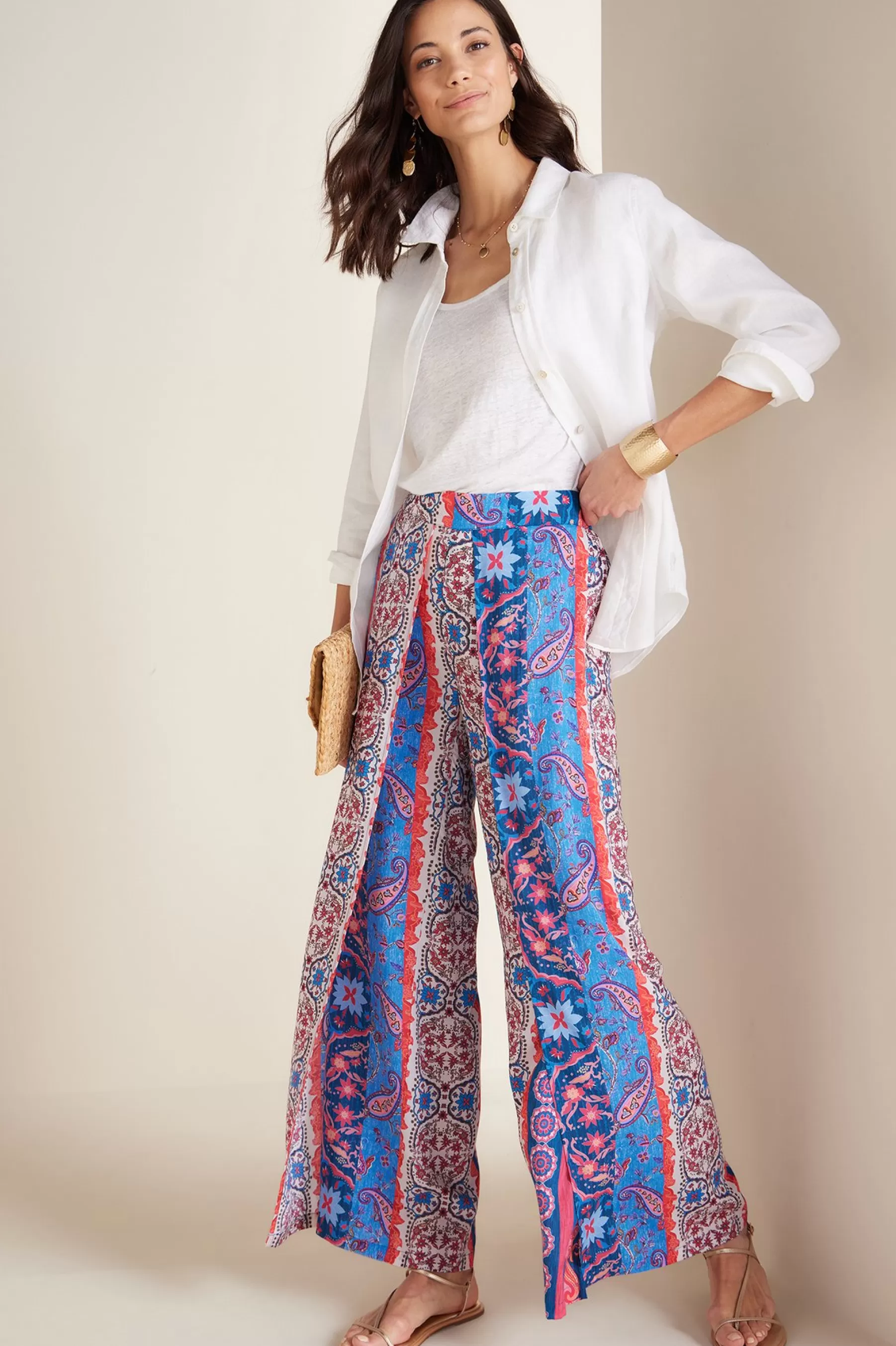 full length | wide leg-Soft Surroundings Women Talavera Pants Abstract Multi